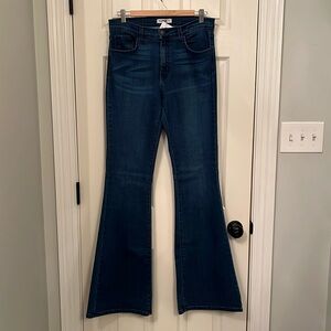 New O2 Denim‎ Women’s Medium Wash Mid-Rise Denim Flare Jeans Sz 31 Stretch Retro